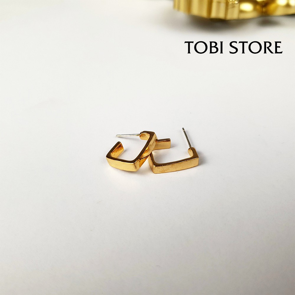 Khuyên tai nữ hình vuông nhỏ bông tai nữ mạ màu vàng cỡ nhỏ thanh lịch quý phái đơn giản TB226 TOBI STORE