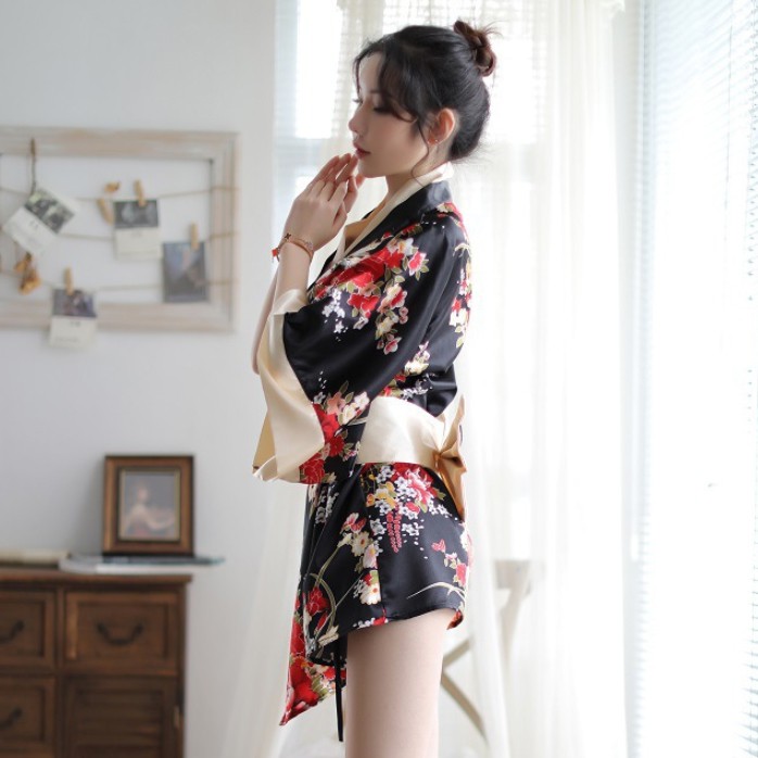 Bộ Đồ Ngủ Kimono In Hoa Quyến Rũ Cho Nữ