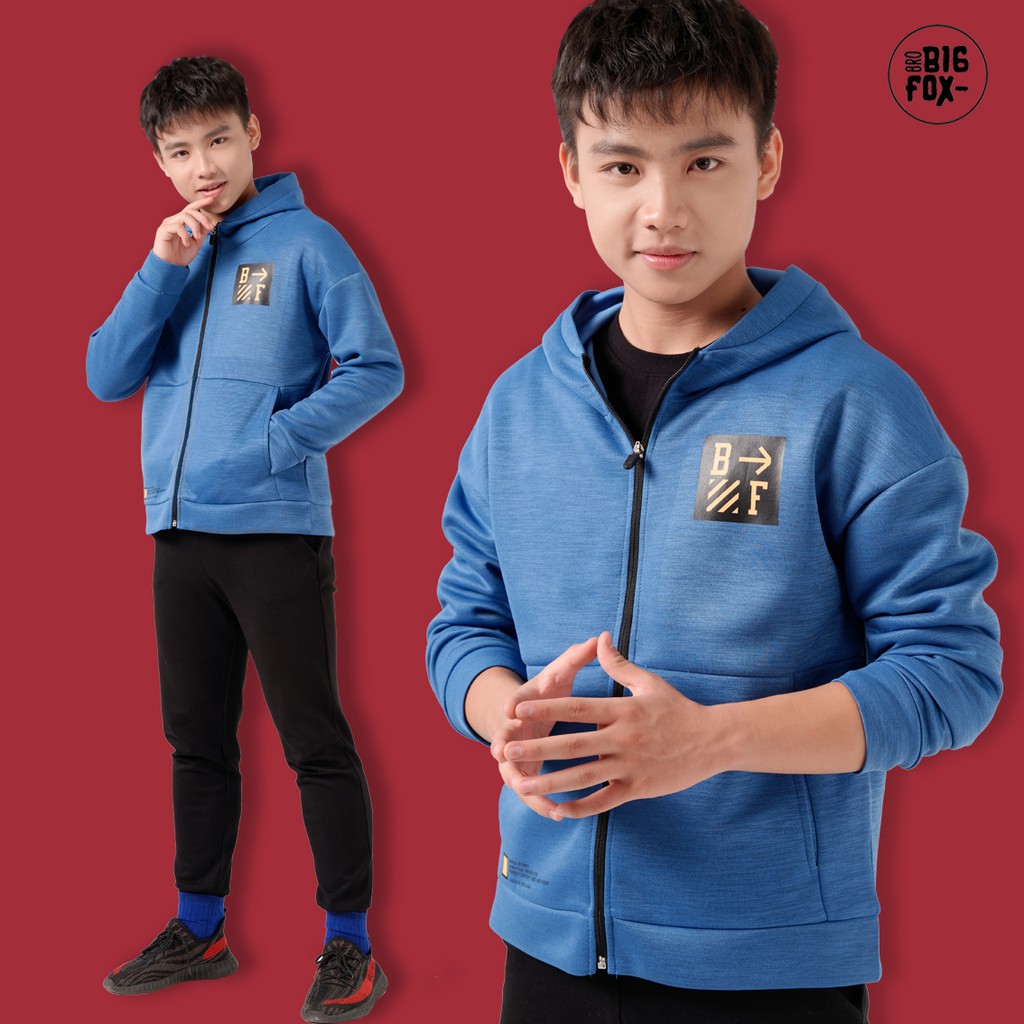 [FREE SHIP] Áo Khoác Thế Thao Có Mũ Dài Tay Trẻ Em, Áo Gió Thu Đông Bé Trai Teen Boy Hoodie Size Đại, Trễ Vai, vnxk.