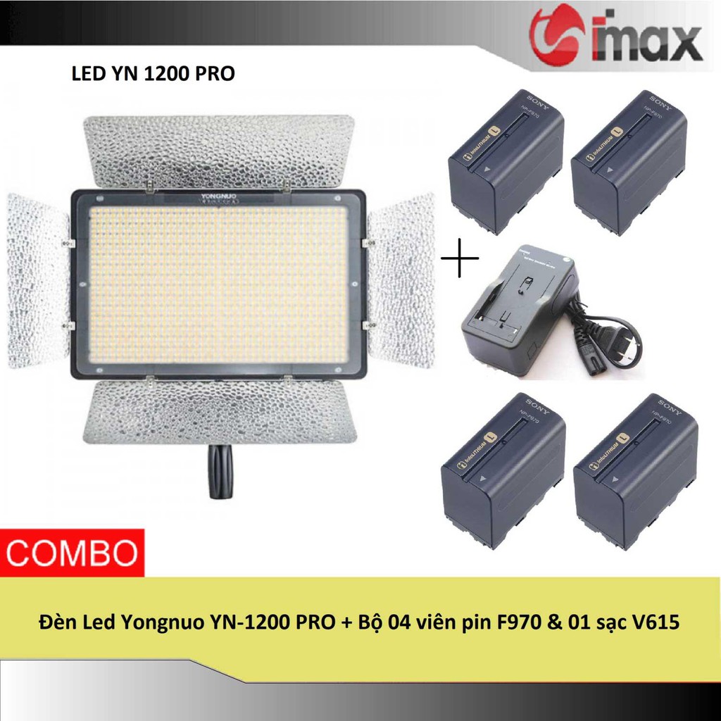 Đèn Led Yongnuo YN1200 PRO + Bộ 04 viên pin F970 & 01 sạc V615