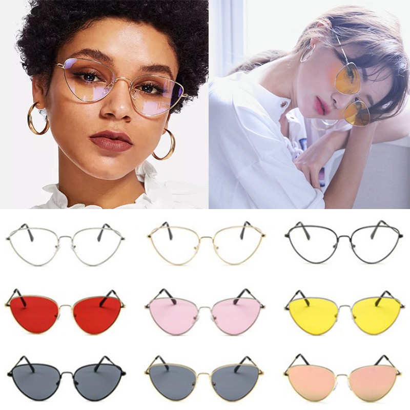 Women Men Trendy Vintage Eyeglasses Metal Cat Eye Sunglasses Glasses