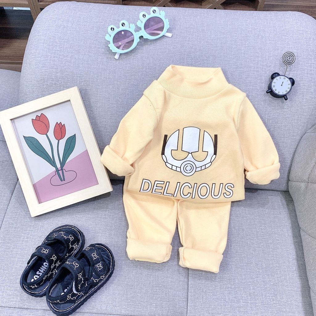 Bộ len tăm dài tay mặt siêu nhân cho bé trai.