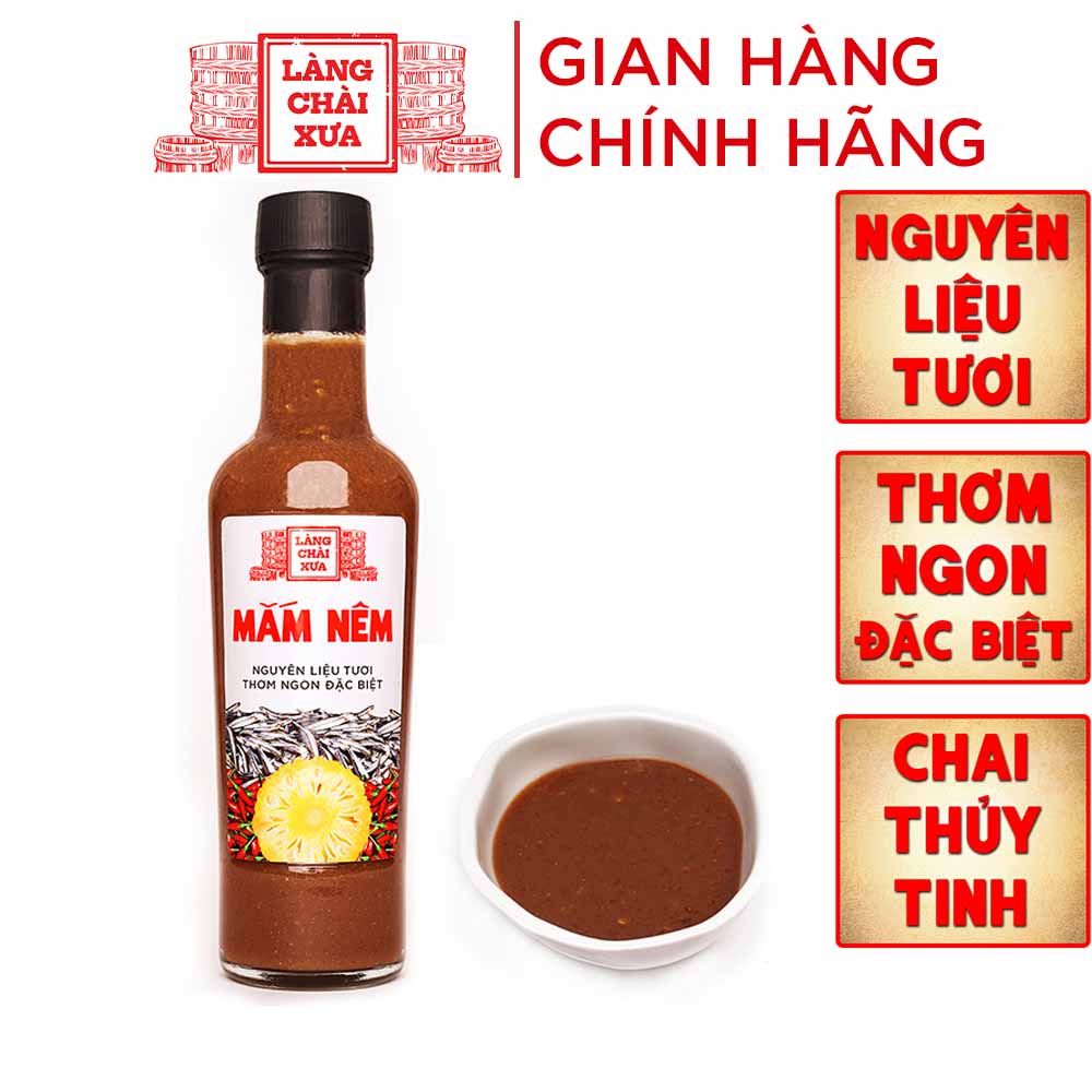 Mắm nêm pha sẵn cao cấp Làng Chài Xưa, nguyên liệu tươi, thơm ngon đặc biệt, chai thủy tinh 300g