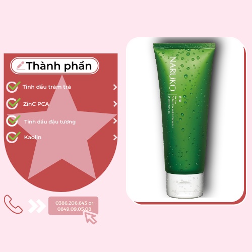 Sữa Rửa Mặt Naruko Tea Tree Purifying Clay Mask and Cleanser, SMR Naruko 120ml SRM1499