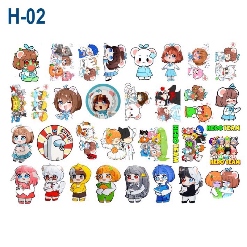 Sticker hero team minecraft 30-60 hình ép lụa khác nhau / hình dán Hẻo team Minecraft