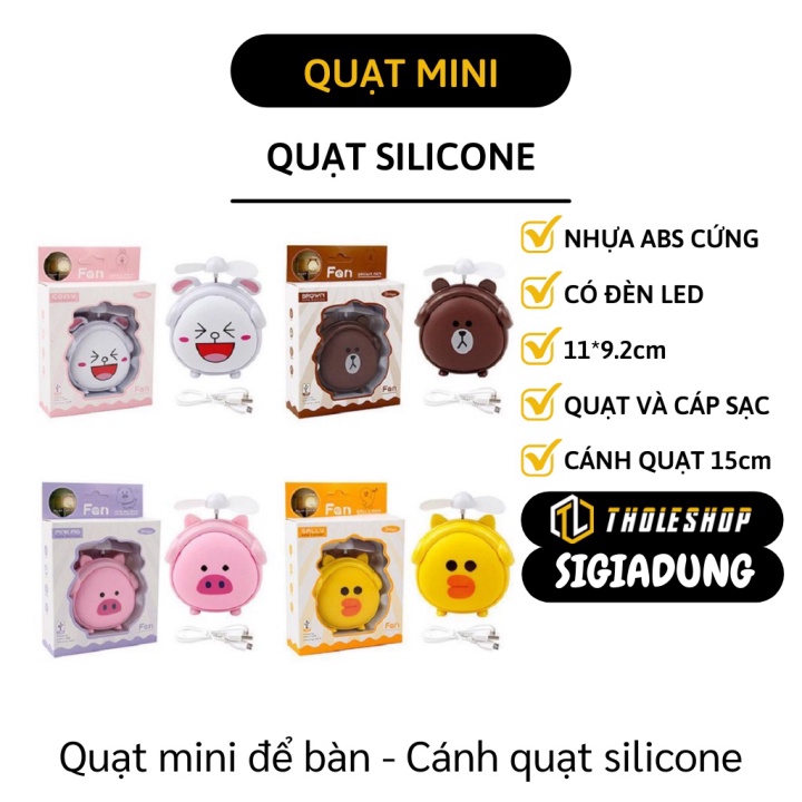 [SGD] Quạt Mini Để Bàn - Quạt Mini Hình Thú Dễ Thương, Không Gây Ồn, Có Đèn Ngủ Sạc USB 7358