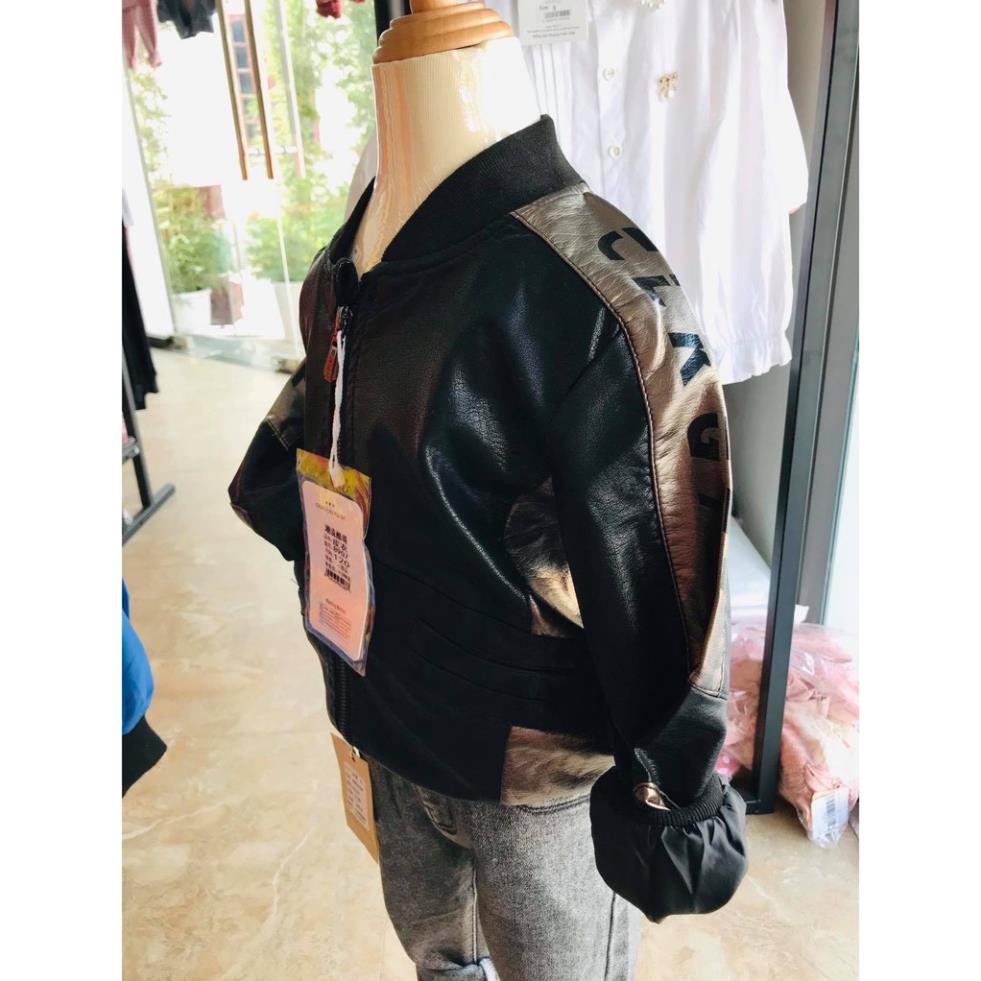 Áo khoác da bomber cho bé trai siêu chất hàng Quảng Châu