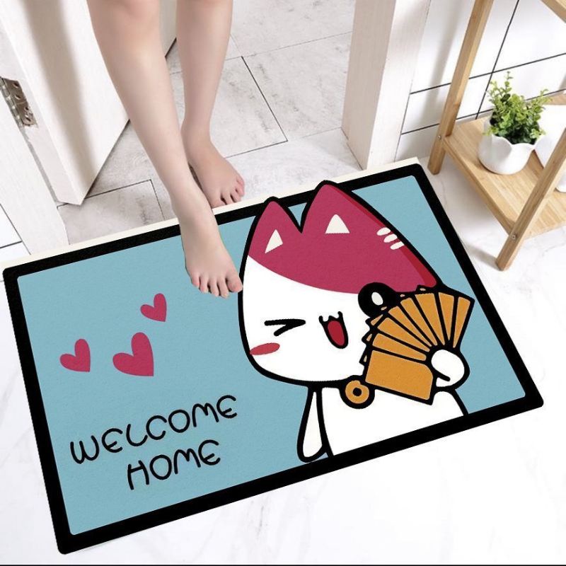 Thảm Chùi Chân chống trượt hình thú thấm nước cao cấp 3d, Móc dán tường
