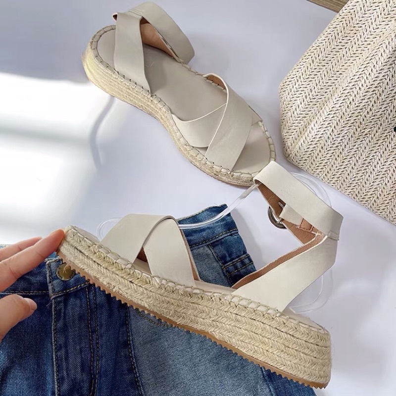 Sandal da đế cói . xuất Anh