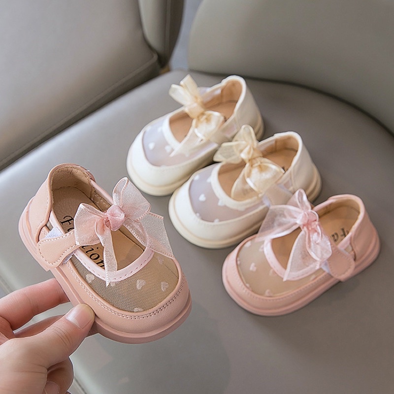 Giày búp bê lưới tim kiểu dáng vintage bé gái từ 5 tháng đến 3 tuổi