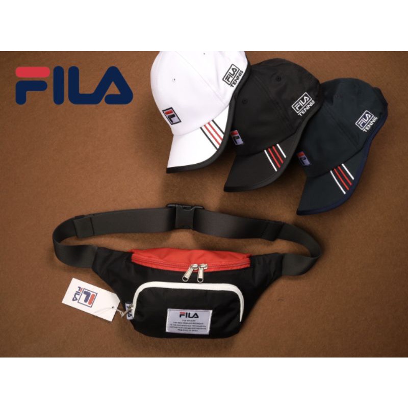 Túi bao tử + Nón lưỡi trai FILA COLOR BLOCK kiểu dáng Unisex phối màu cá tính, combo siêu chất
