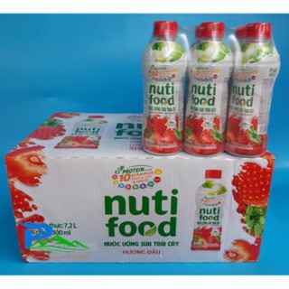 Lốc 6 chai sữa trái cây vị cam / dâu Nutifood 300ml