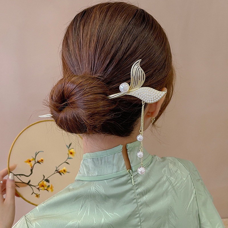 (MớI) Kẹp TóC HìNh Đuôi Cá ĐíNh Kim Cương Giả