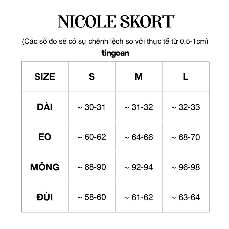 Quần váy cạp cao lệch vạt trắng tingoan NICOLE SKORT/WH | BigBuy360 - bigbuy360.vn