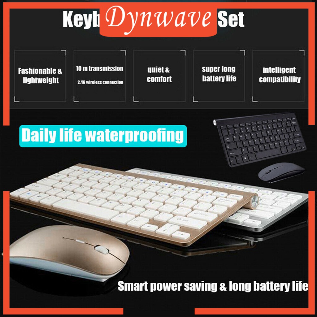 [DYNWAVE] Wireless Optical Keyboard Mouse Set w/ USB Receiver Combo Set 2.4G for MacBook