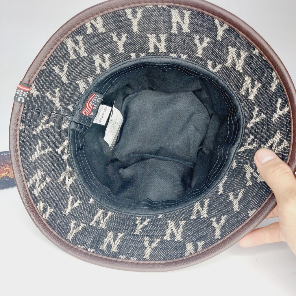 Nón vành tròn , Mũ bụket NY viền da logo nổi màu quát loang nhiều màu cực đẹp