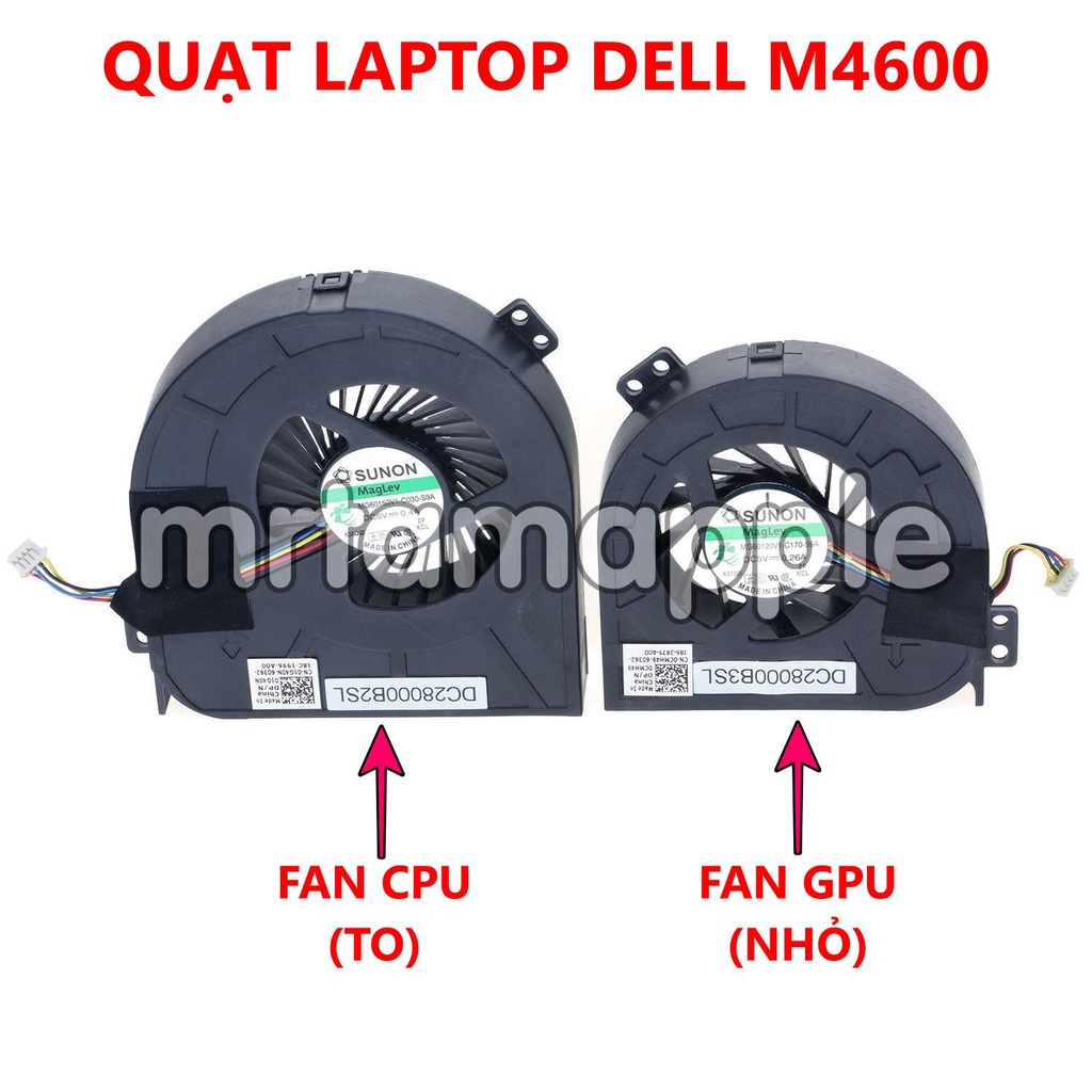 QUẠT LAPTOP DELL M4600 dùng cho Precision M4600 (FAN CPU / FAN GPU)