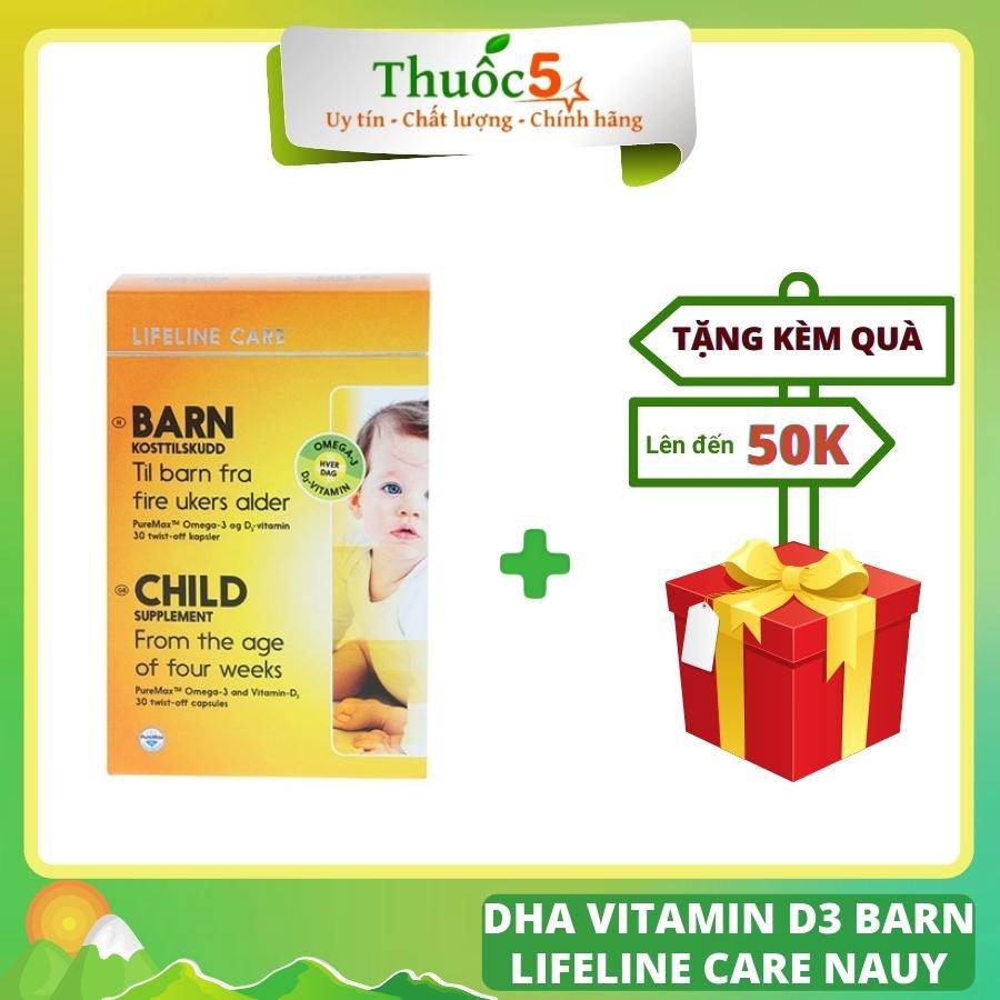 [GIÁ GỐC] DHA Vitamin D3 BARN Lifeline Care Dầu cá Nauy cho bé hộp 30 viên