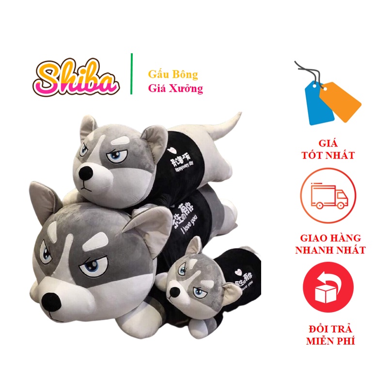 Chó Bông Husky, Chó Alaska GIÁ GỐC TẬN XƯỞNG Thú nhồi bông chất liệu 100% Bông Gòn Cao Cấp - Vải Nhung Cao Cấp Co Dãn