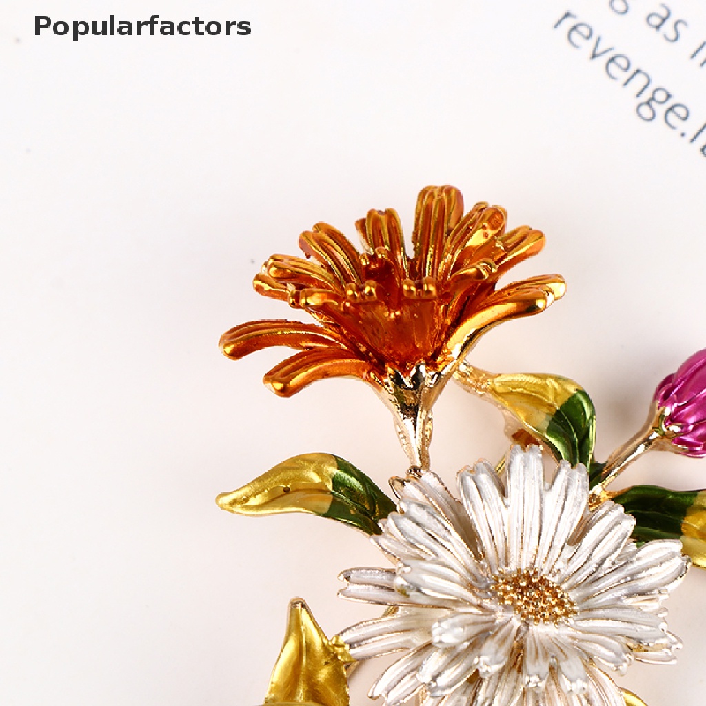 Ghim cài áo kim loại tráng men thiết kế bông hoa sang trọng thời trang