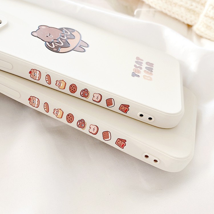 Ốp lưng iphone đẹp cạnh vuông in hình viền bvc Tosat Bear doraemon gấu mickey