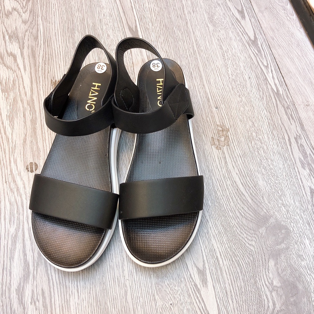 Sandal Đế Xuồng 3 phân Siêu nhẹ Quai ngang Dán tiện dụng Da Cao Cấp Chuẩn Xinh VNXK