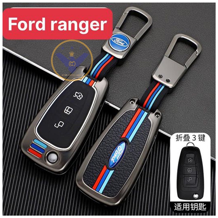 Ốp chìa khóa titan cao cấp cho xe Ford Ranger, Focus 3 nút khoá gập
