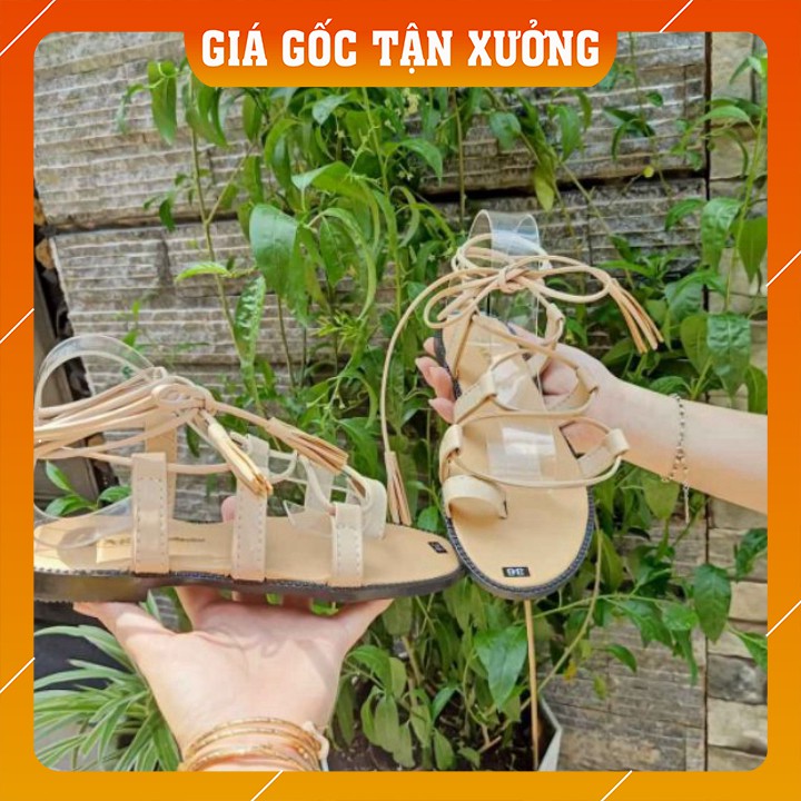 Dép Sandal Boho Cột Dây Chiến Binh Tua Rua [CÓ SẴN]