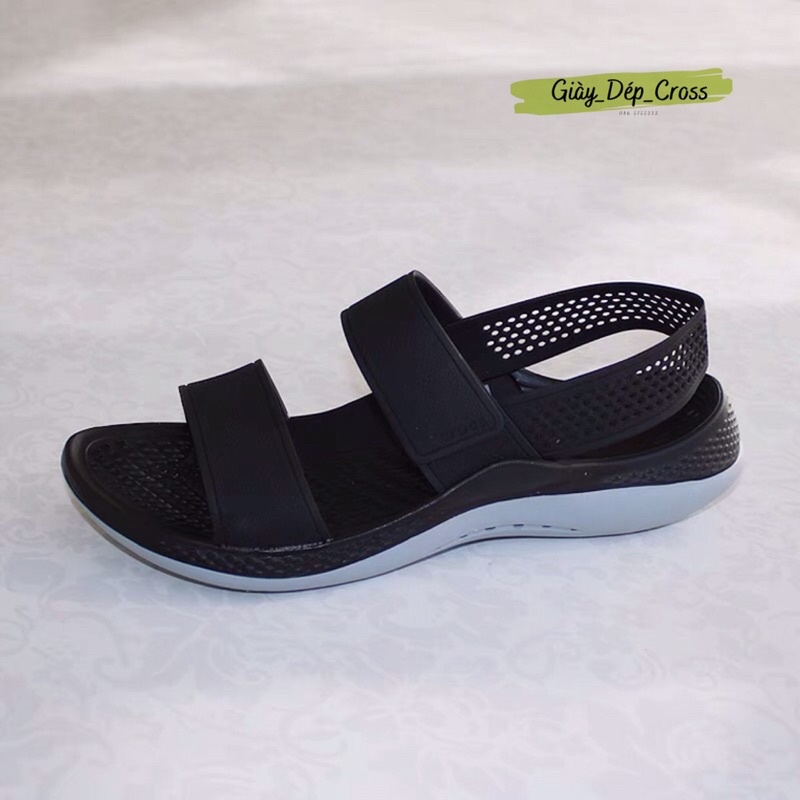SANDAL CROCSS LITERIDE PCAER 360 CHO NỮ CHỐNG THẤM NƯỚC, TRƠN TRƯỢT MÀU ĐEN HÀNG FULL TAG,HỘP