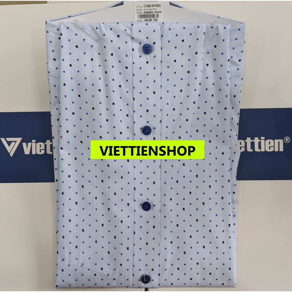 ÁO SƠ MI VIỆT TIẾN DÀI TAY VẢI TRE HOA VĂN