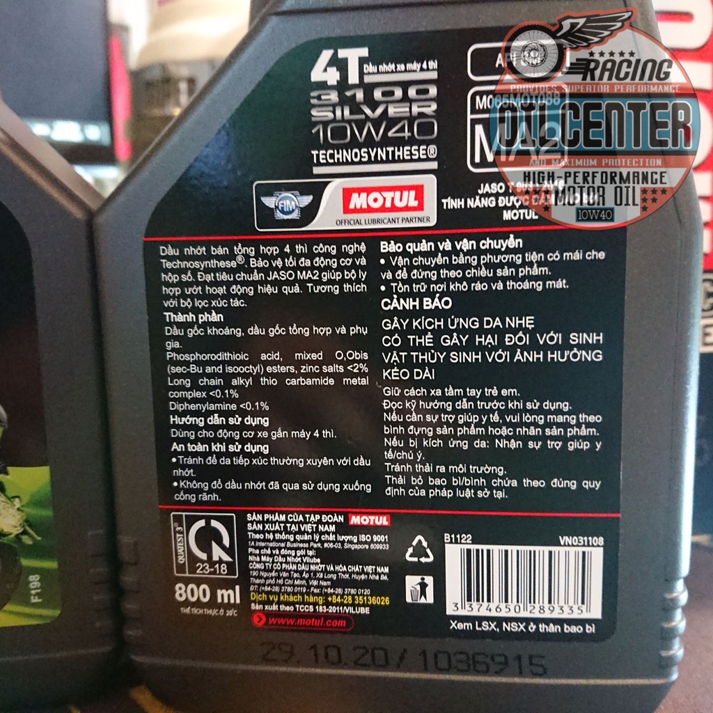 Nhớt Motul Silver 3100 4T 10W40 800ml