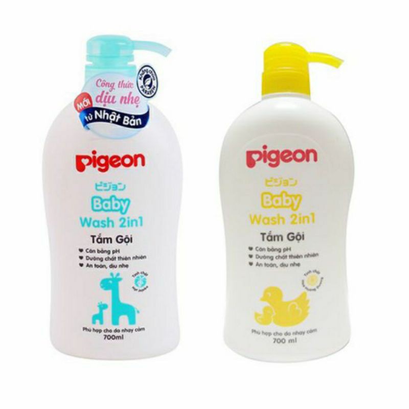 Sữa Tắm Gội Pigeon 2 Trong 1 Tinh Chất Hạt Jojoba Dành Cho Da Nhạy Cảm (700ml)