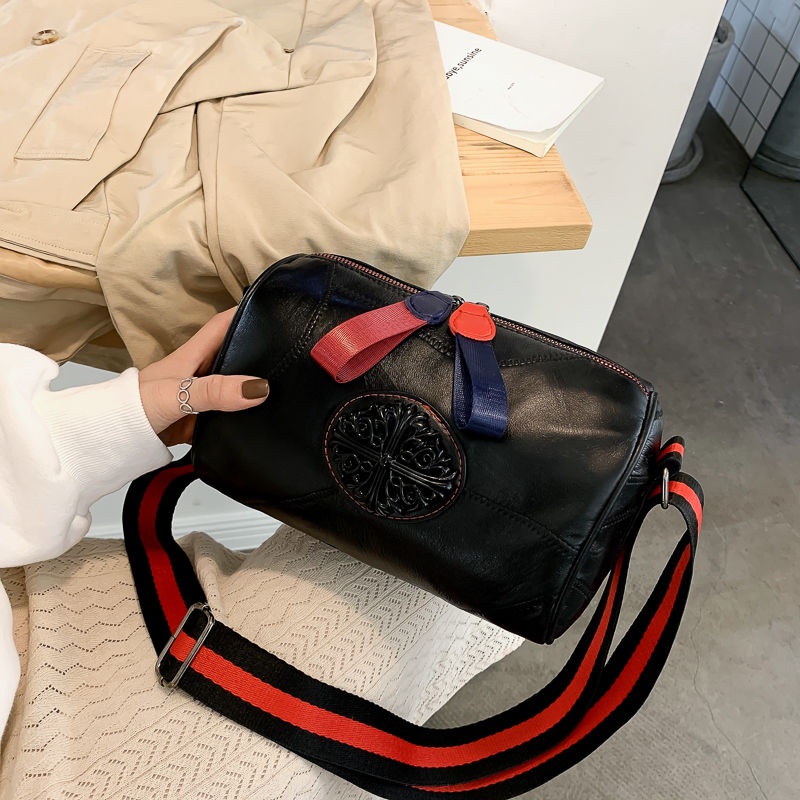 [Luo Nimei Authentic] Túi Đeo Chéo Da Cừu Mềm Sức Chứa Lớn Phong Cách Hàn Quốc Thời Trang Thu Đông Tre