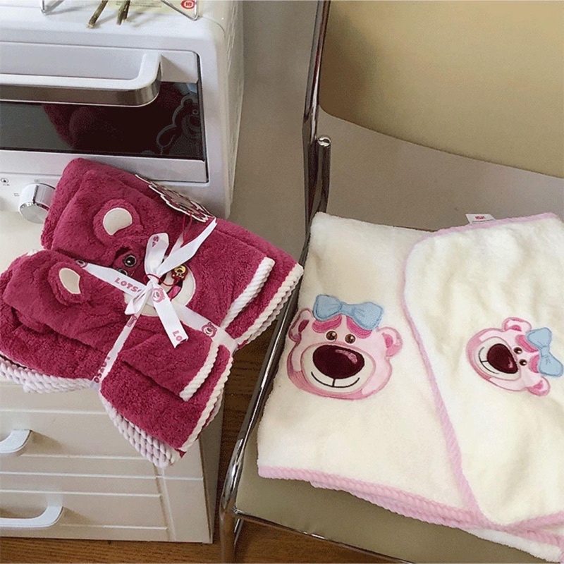 Set khăn tắm bông thấm hút gấu dâu tây Losto | dias.worlddd