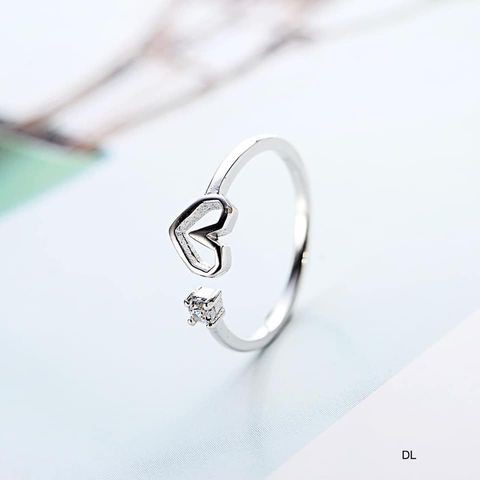 Nhẫn nữ bạc Bibi silver mặt tim có thể điều chỉnh được size tay - Ảnh chụp thật, hàng sẵn nhiều