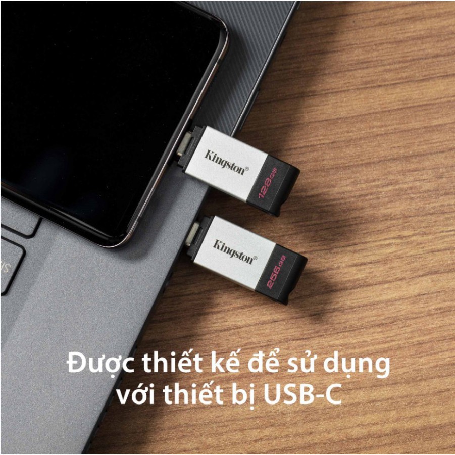 USB-C 3.2 Kingston DataTraveler DT80 32Gb type C tương thích sử dụng cho máy tính xách tay, máy tính bảng và điện thoại