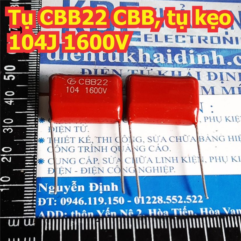 10 con Tụ CBB22 CBB tụ kẹo nâu đỏ 104J 104 0.1uF 1600V (giá cho 10 tụ) KDE1758