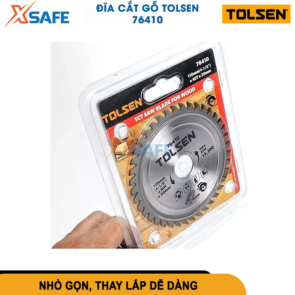 Đĩa cắt gỗ TOLSEN 76410 110mm*40T*20mm lưỡi cưa gỗ tròn hợp kim thép cao cấp, bền bỉ, ít bị ăn mòn [CHÍNH HÃNG][XSAFE]