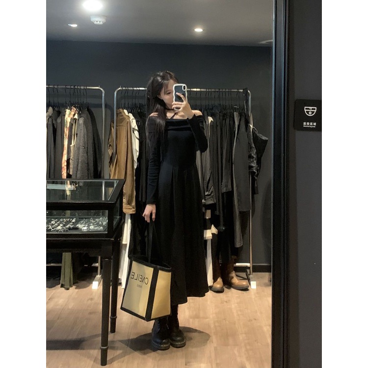 Đầm Nữ Tay Dài Lệch Vai Thời Trang Quyến Rũ