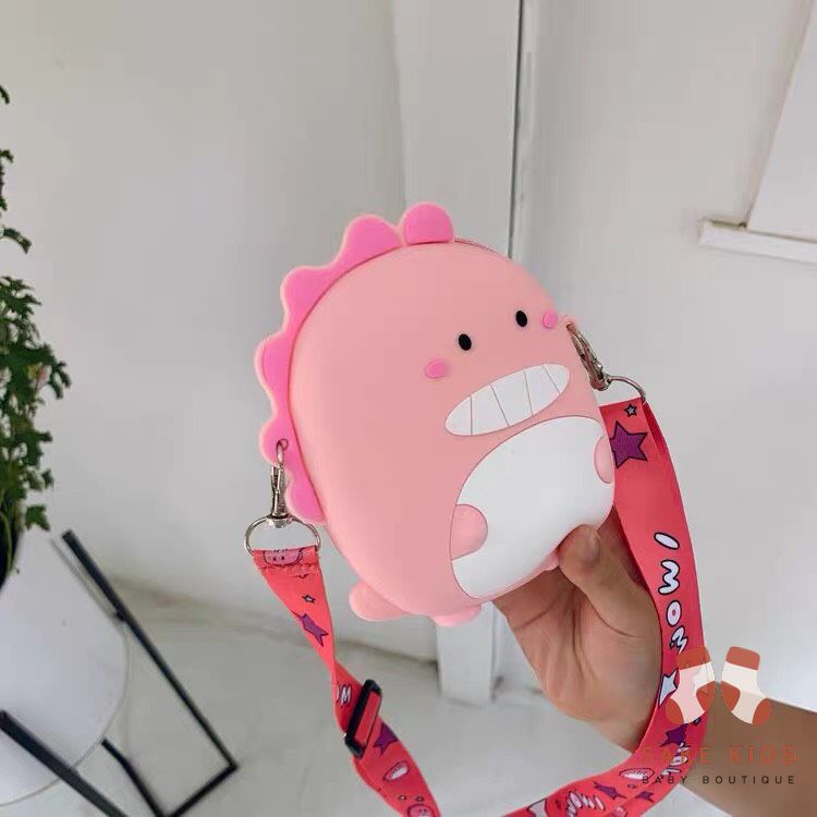 Túi đeo chéo trẻ em - Túi silicon đeo chéo mềm nhẹ chắc chắn hình Khủng Long cho bé trai bé gái cực xinh TKL
