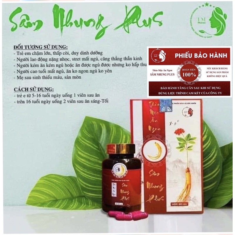 Tăng cân Sâm nhung plus 60v [ Kèm Thẻ Bảo Hành Không Tăng Hoàn 100% ]