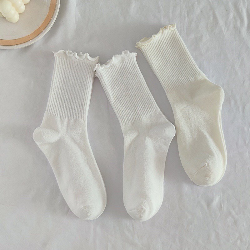 Tất bèo nhún trắng SUNNY đáng yêu, vớ cổ bèo trắng chất cotton thoáng mát