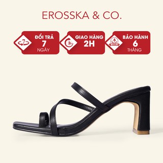 Giày cao gót nữ Erosska phối dây mãnh kiểu dáng xỏ ngón cao 6cm màu đen _ EB023