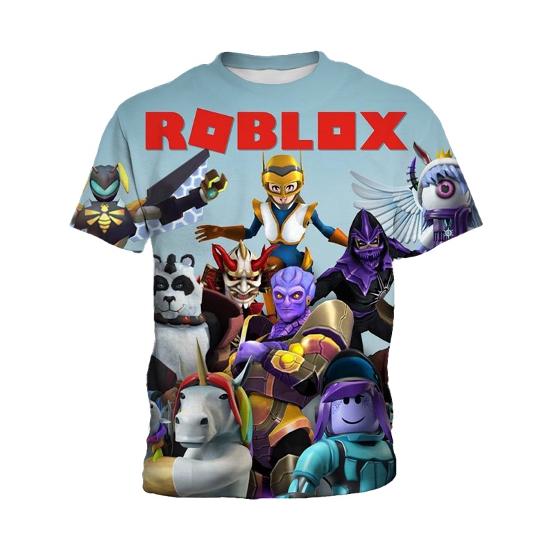 Áo Thun Tay Ngắn In Hoạt Hình ROBLOX Dễ Thương Cho Bé Trai Từ 3-13 Tuổi