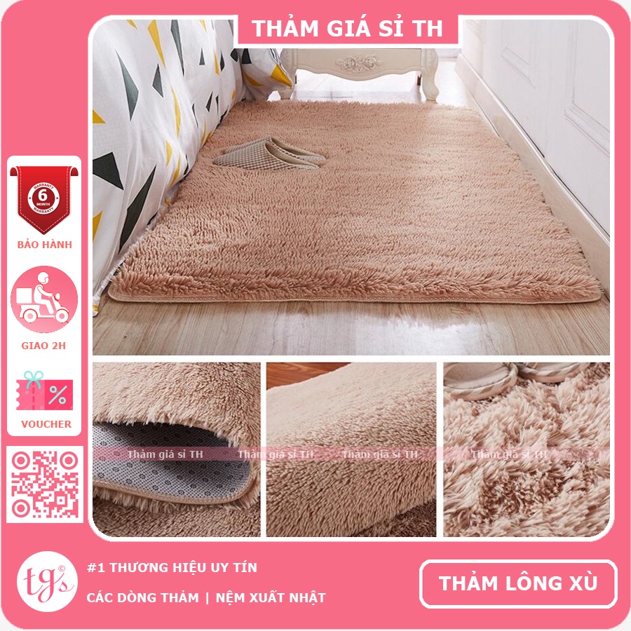 Thảm Trải Sàn Phòng Khách Lông Xù Màu Be 100x160