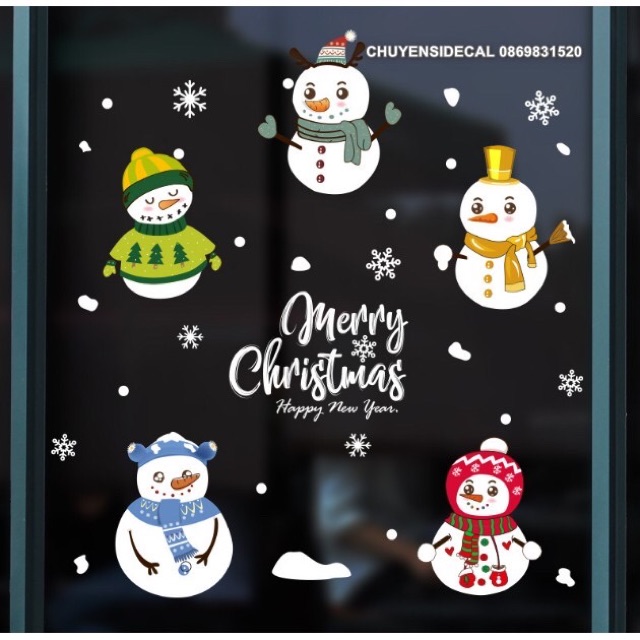 Decal dán tường Noel - Người Tuyết Vui nhộn
