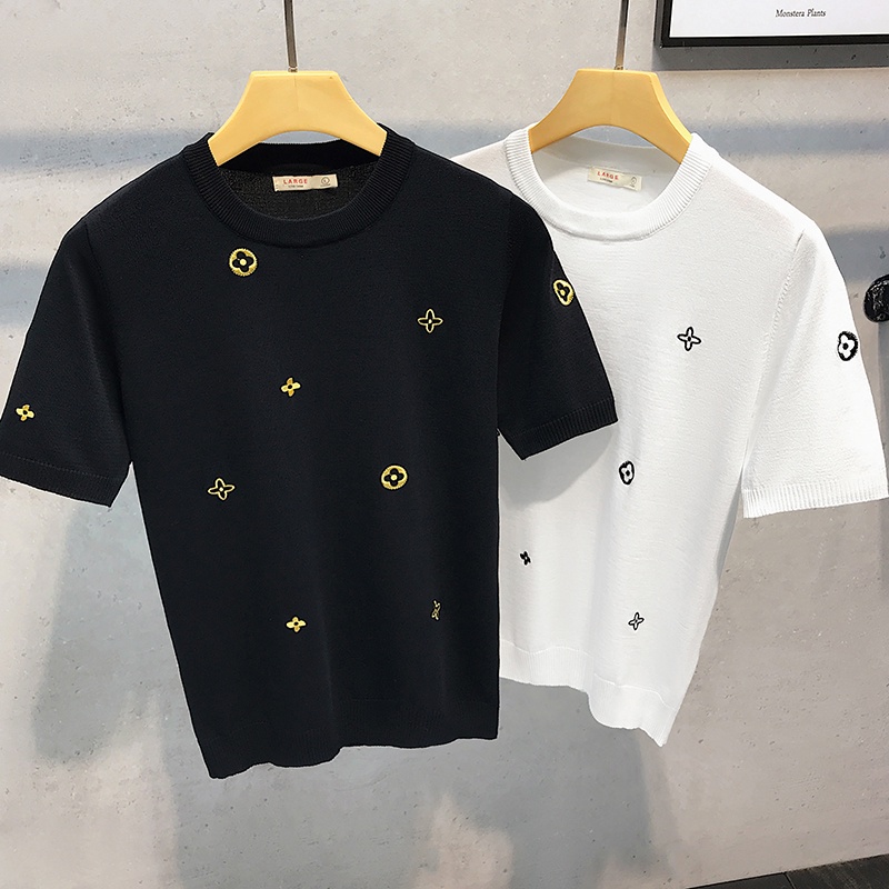 Áo thun tay ngắn cổ tròn họa tiết thêu thời trang năng động cho nam