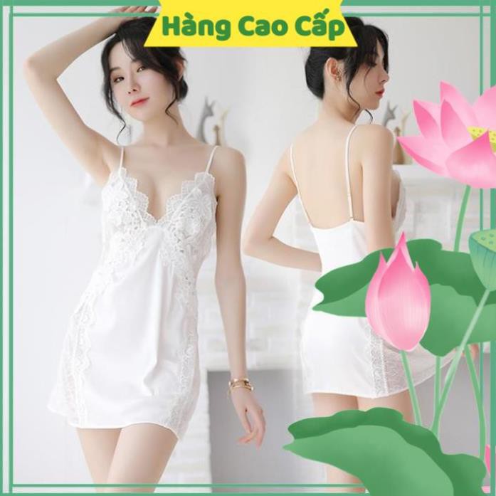 Váy Ngủ Sexy Gợi Cảm Áo Ngủ Nữ Chất Lụa Hai Dây Phối Ren Hông Gợi Cảm | BigBuy360 - bigbuy360.vn