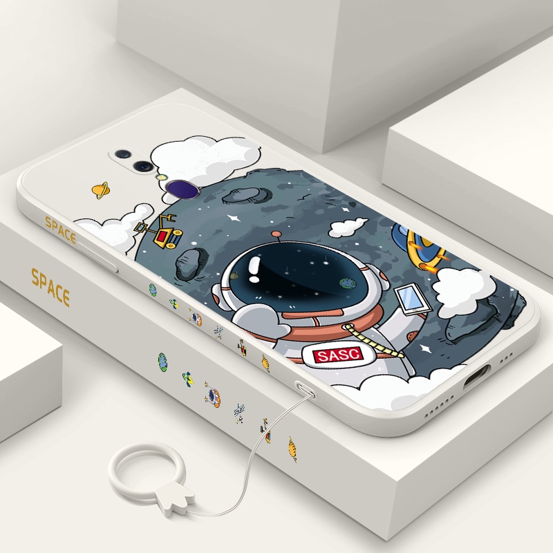 Ốp Điện Thoại TPU Silicon Thẳng Hình Phi Hành Gia Có Dây Đeo Cho OPPO F11 PRO F11 F9 F7 F5