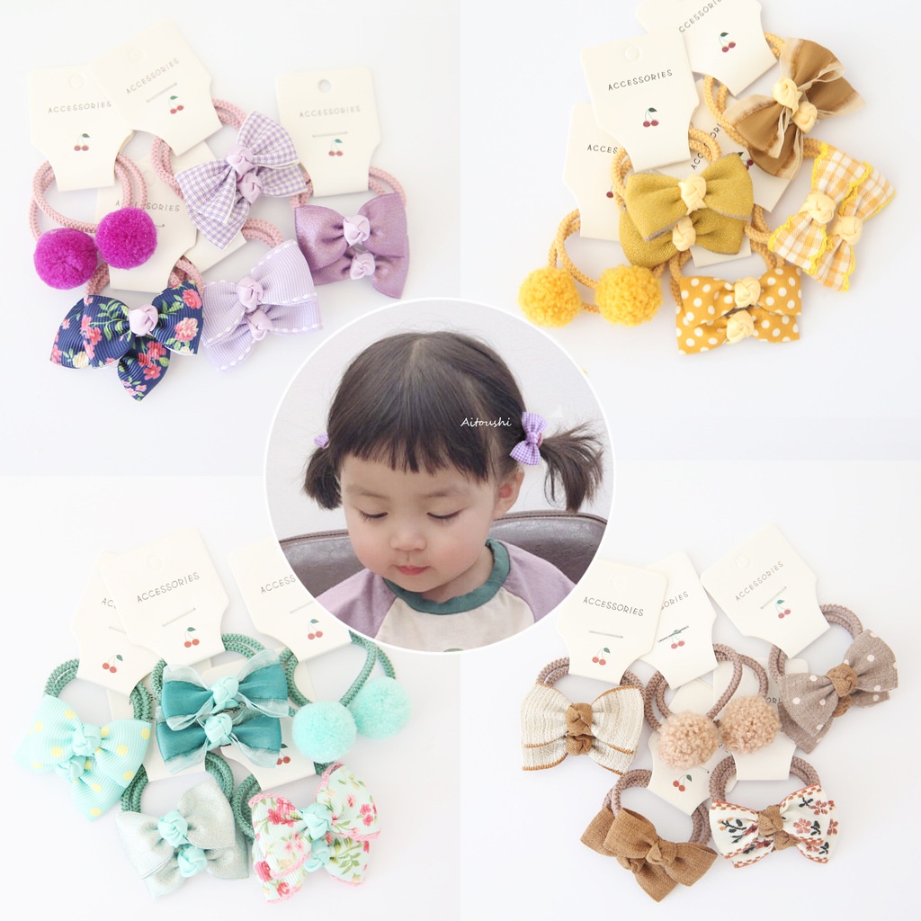 Set 10 Dây Cột Tóc Cao Su Co Giãn Đính Hoa Nhỏ Dễ Thương Dành Cho Bé Gái